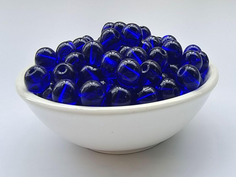 ABOKOY Glass Beads 8mm 100pcs Round Smooth Loose Beads for Bracelet Necklace Jewelry Making Craft DIY (8mm  50805 Dark Blue) - Image 2